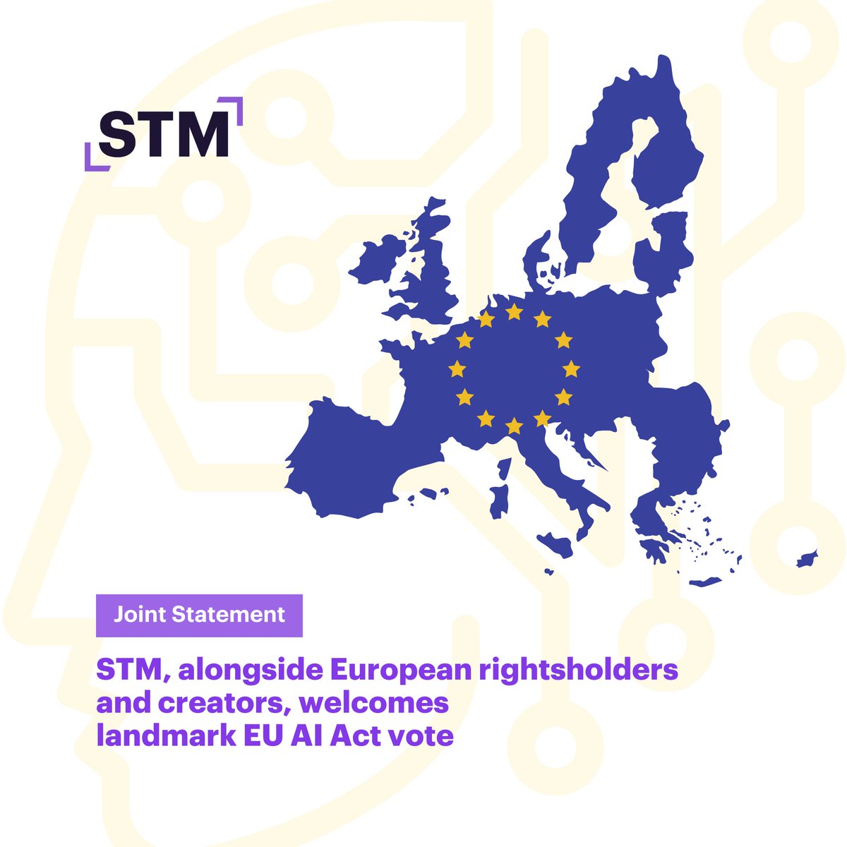 STM joins other rightsholder & creator organisations in welcoming the positive vote of the EU AI Act by Members of the European Parliament. The text provides a strong framework to facilitate publishers & other rightsholders to enforce their rights—read on: stm-assoc.org/stm-welcomes-l…