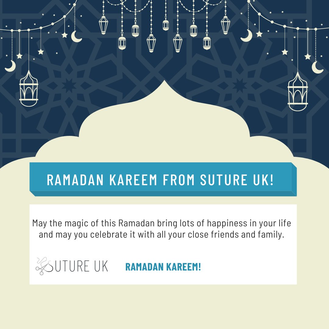 Suture_Global's tweet image. 🌙✨ Ramadan Mubarak from SUTURE UK! 🕌🌟
During this blessed month of Ramadan, we extend our warmest wishes to our Muslim community members observing this sacred month of fasting, prayer, and reflection. From all of us at SUTURE UK, Ramadan Mubarak! 🌙💫 #RamadanMubarak #Suture
