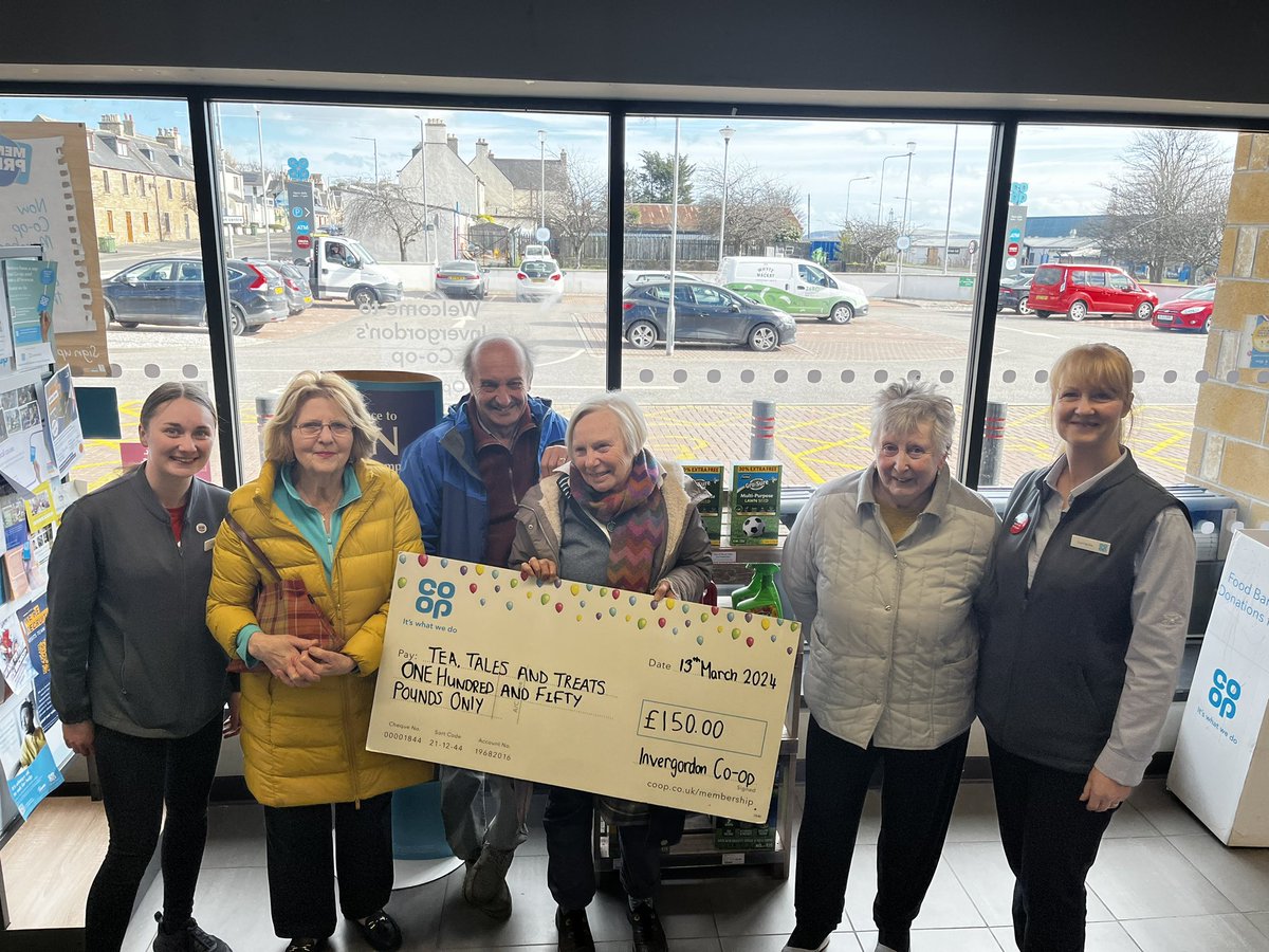 Invergordon presenting another community fund cheque to their local church group Tea, Tales &amp; Treats. A hub for the elderly in their community 
#community
#givingback 
<a href="/PaulMcPCoop/">Paul McPherson</a> <a href="/DSimps0104/">Daniel Simpson</a> <a href="/andybDGM/">Andy Baird</a> <a href="/Tom_MPM/">Tom Copeland</a>