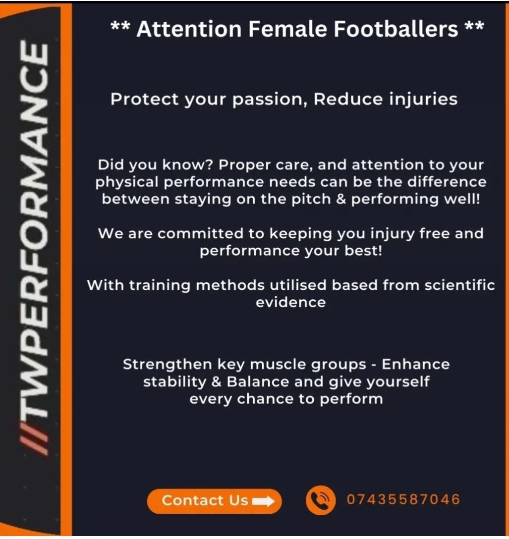 "Unlock your full potential on the field! Our physical performance training program for female footballers is designed to elevate your game to the next level. Join us and dominate the pitch like never before! #rayleigh #grassrootsfootball #essex