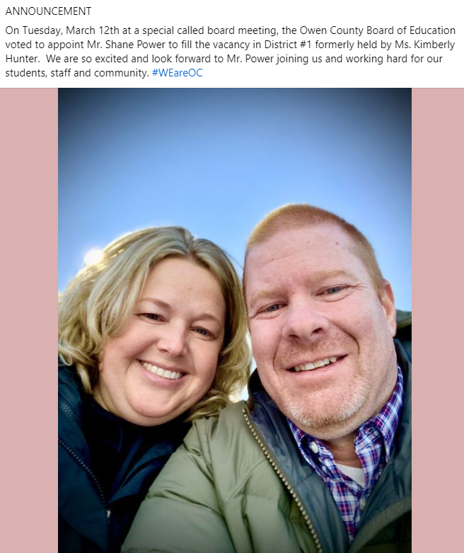 District 1 Board Vacancy Filled