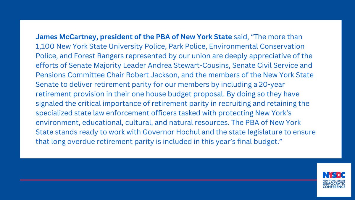 NYSenDems's tweet image. James McCartney, president of the @pbanystate in support of the Senate Majority’s One-House Budget: