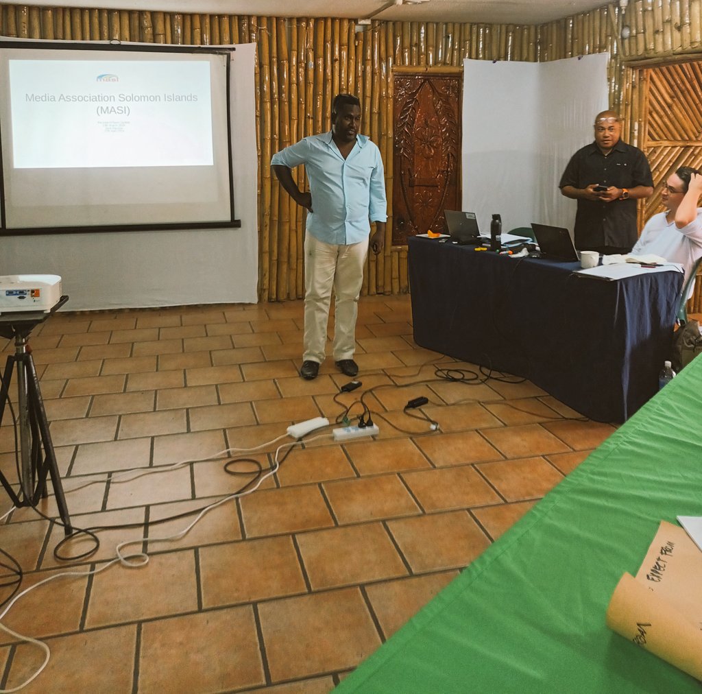 solsmasi's tweet photo. MASI researcher, Sina Adrian presenting work progress they've done so far in research to MASI members during the first day of Election workshop with @pacmas_voice. Thanks to @bbcmediaaction for engaging researchers in supporting MASI members with much needed information. https://t.co/xulXuMwv8N
