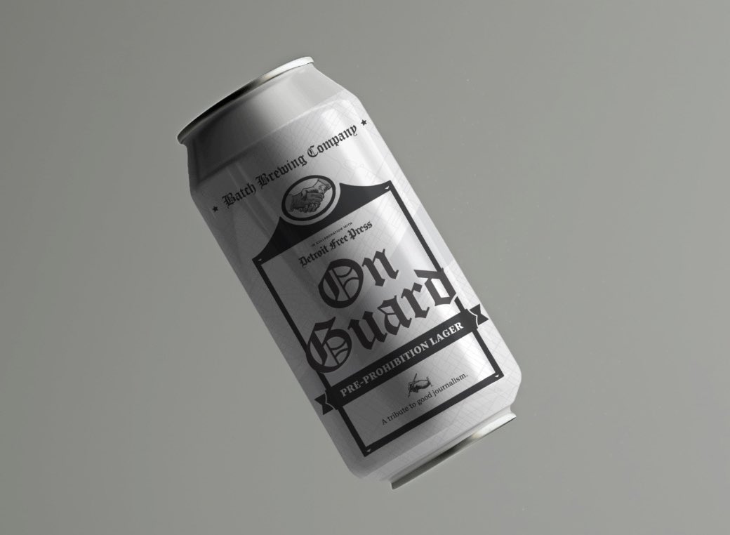 freep's tweet image. This is what a free press tastes like. 🍺

Introducing On Guard, a @freep-@batchbrewing collaboration. A pre-Prohibition lager that celebrates journalism and community.

Read more about this limited-edition beer releasing next month: bit.ly/3v9RYNH