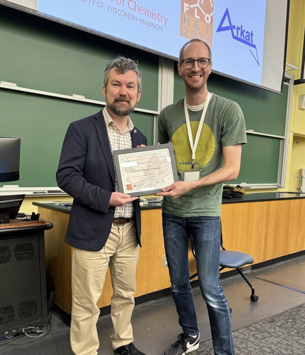 #FloHet2024 (@flohetconf) on Twitter photo #FloHetFinaleLecture with Dan Weix (<a href="/weixgroup/">Weix Group</a>)! Thank you to <a href="/OakwoodChemical/">Oakwood Chemical</a> for generously sponsoring this lecture! #FloHetFinaleLecture with Dan Weix (<a href="/weixgroup/">Weix Group</a>)! Thank you to <a href="/OakwoodChemical/">Oakwood Chemical</a> for generously sponsoring this lecture!