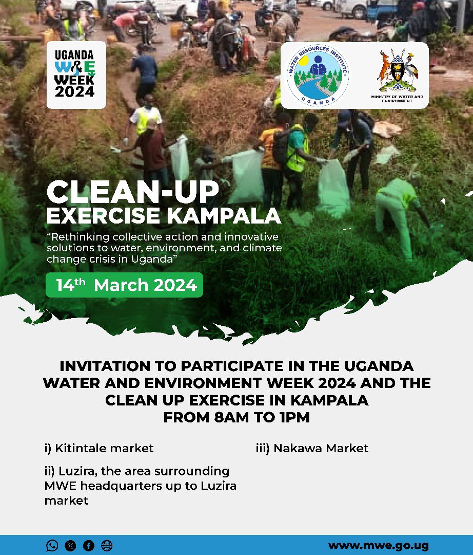 Clean up around @min_waterUg tomorrow 14th March creates Environmental sustainability that helps to prevent global warming and climate change. Cleaning the environment contributes a lot in maintaining a clean and green surrounding. @IRCWASHUg @LindaEvelyn_N @CiplaUganda @nwscug
