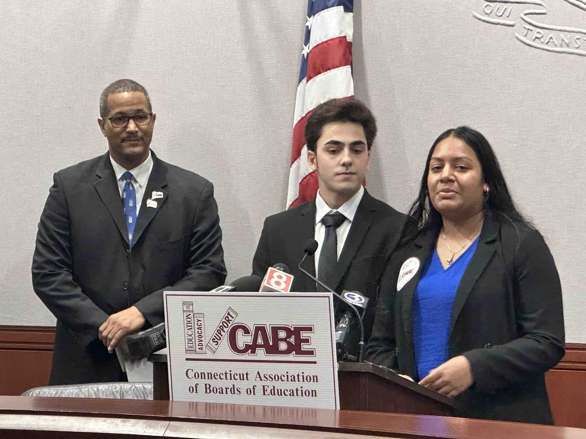 Students Ben Aviad, Amity Regional High School, and Ariana Mohamed, New Britain High School, take questions during today’s press conference. It’s important to listen to what our students have to say. #ADayontheHill #KeepThePromise #StudentVoice