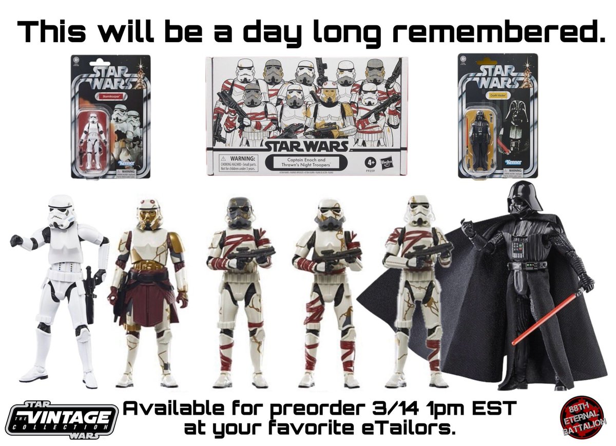 #StarWars #TVC #stormtrooper #DarthVader #NightTrooper #Ahsoka #ACTIONFIGURES #Toys #Toys4Life #Hasbro #TheEmpire #CaptainEnoch #GalacticEmpire #Armybuilding #Kenner #Collectibles #preorder #BackTVC #Save375 #FightforTVC #Keep375Alive 

Just revealed!