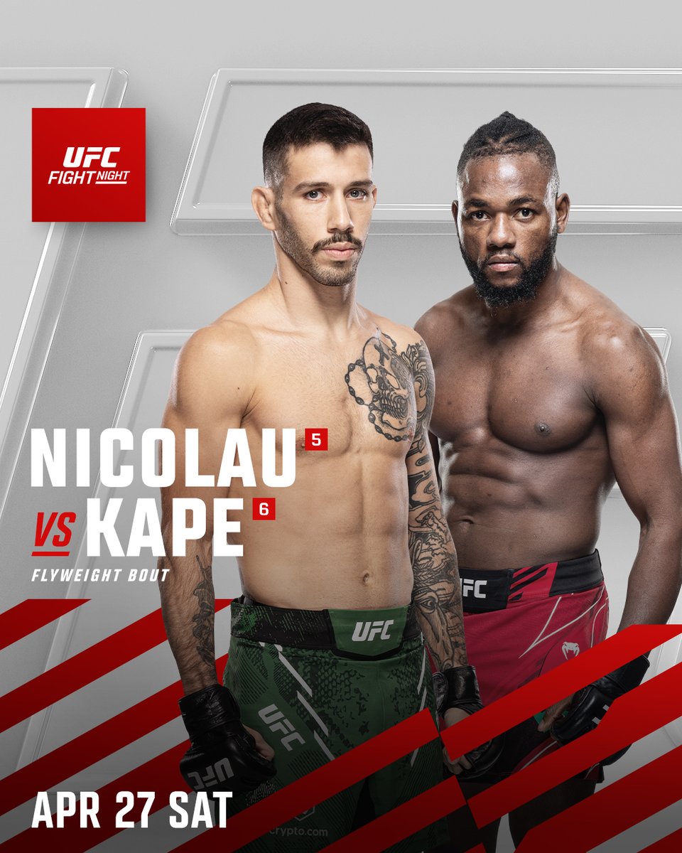 The #UFCVegas91 Main Event is locked in 🔒 @NicolauMatheus vs @ManelKape Saturday, April 27th!