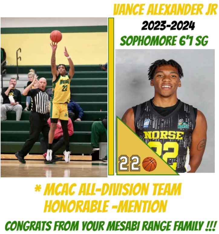 Congrats to Vance Alexander Jr. @vance2211 on being award All-Division (North) - Honorable Mention for the 2023-2024 season. 

We are so proud of all of your hard work and dedication. Thank you for all your have brought to the program. The Sky is never the limit to a STAR ⭐️