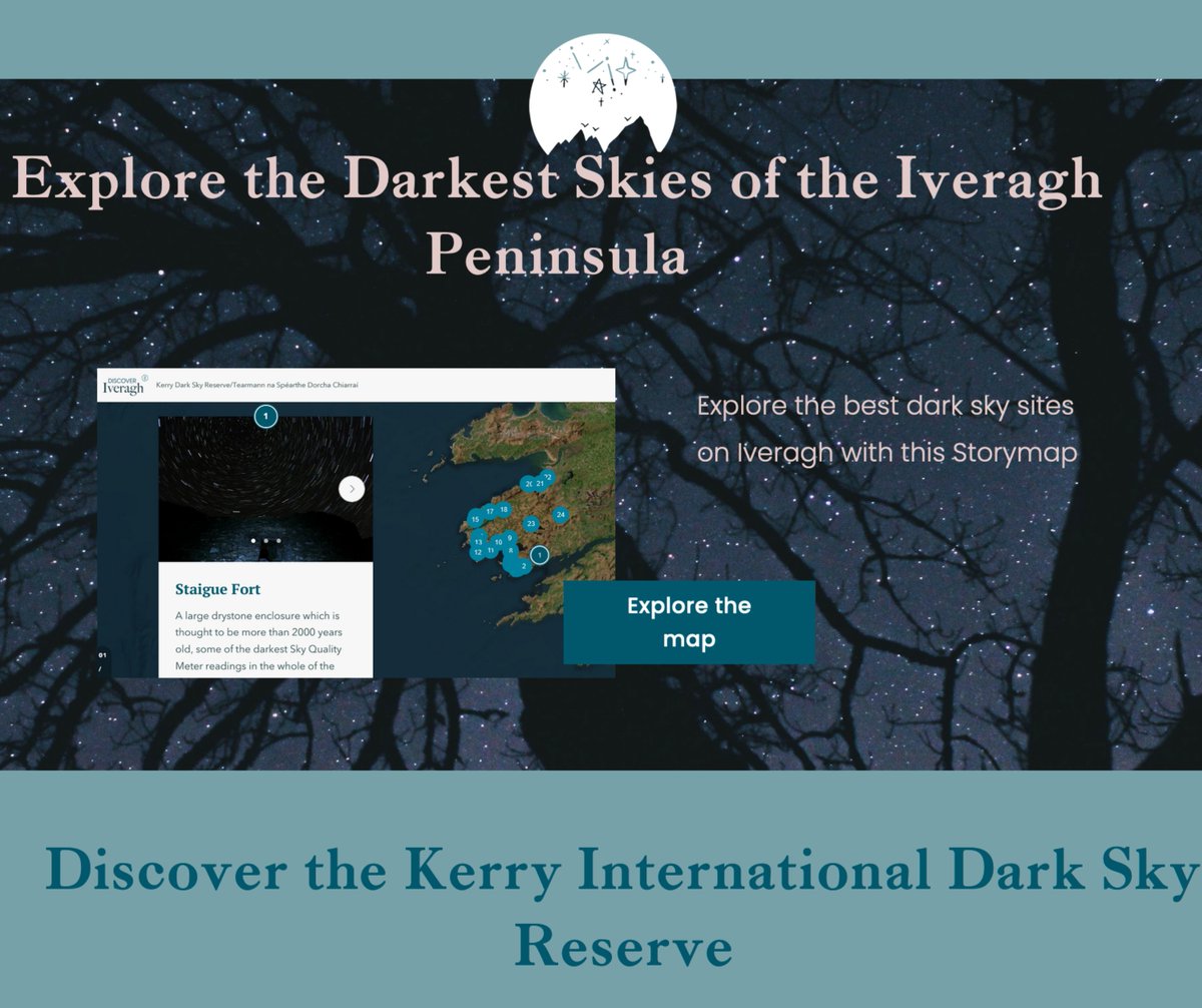 Launched at our Irish Astronomy Week event today - explore the digital online map of Dark Sky Places in the Kerry International Dark Sky Reserve discoveriveragh.ie/darkskyfest