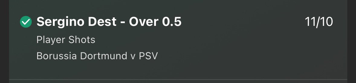 Told you that price was a beauty at 11/10 for a Dest shot 👏🏼

Landed in the first half.

A cheeky second would be nice 👀

18+ gambleresponsibly