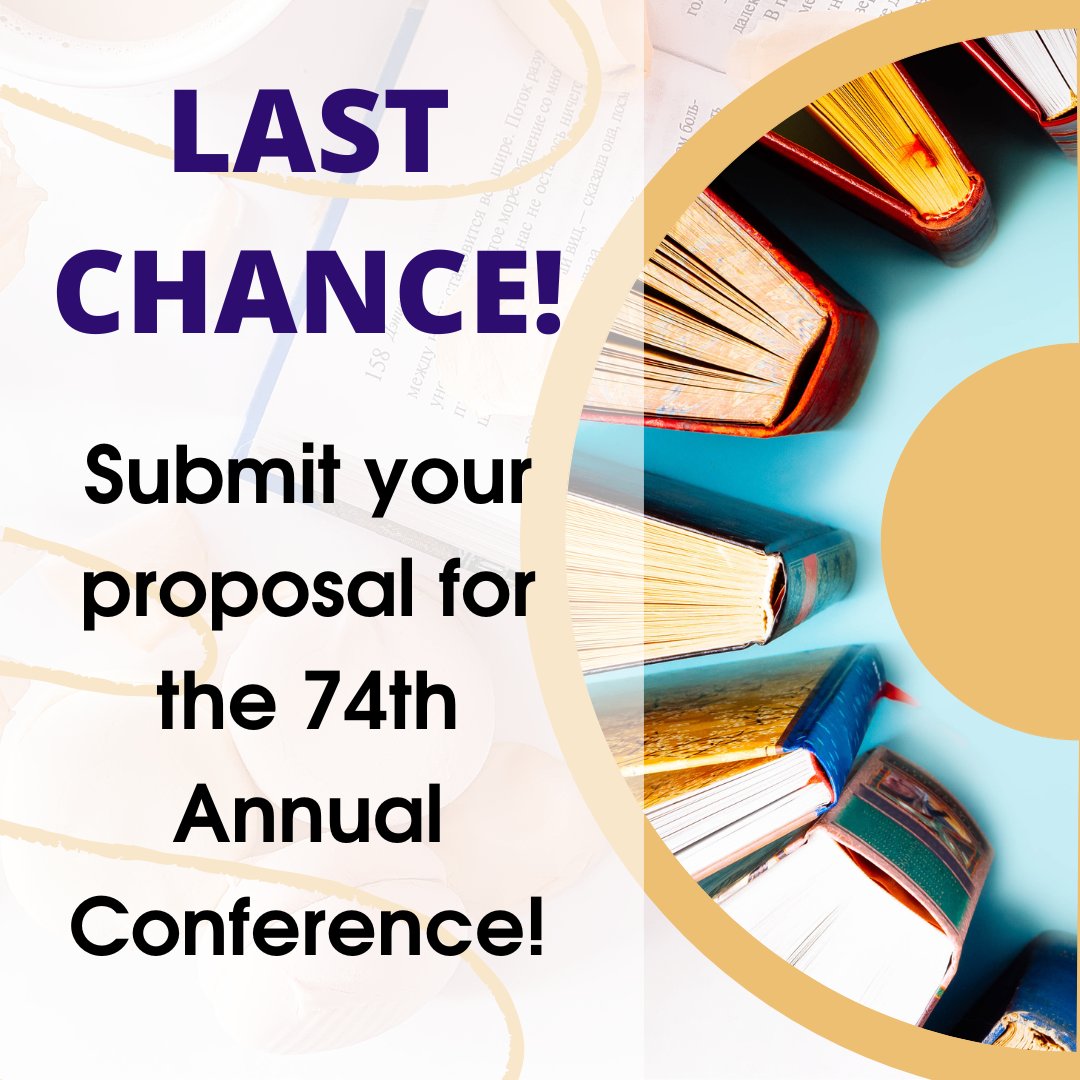 Today is the last day to submit your proposal for the 74th Annual Conference! How to submit: 1. Visit the 2024 All Academic website convention2.allacademic.com/one/lra/lra24/ 2. Create a new account (you cannot use an account from previous years) 3. Click on Submit a Proposal