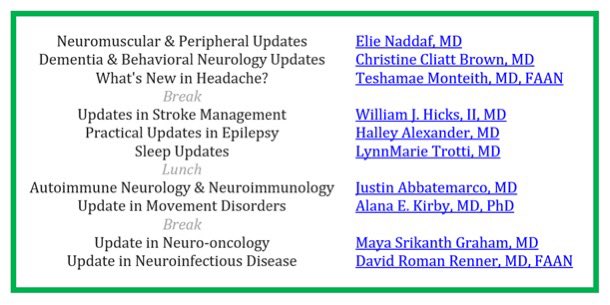 📣 Only have 1-2 days at #AANAM in Denver? Preparing to take Boards or the RITE? Need one-stop-shopping Update on ALL of Neurology? This is THE course for you! #HighYield C3 Neurology Update: Saturday 4/13 8AM - 4:30PM. BONUS - 🧠Prizes for you!🤓