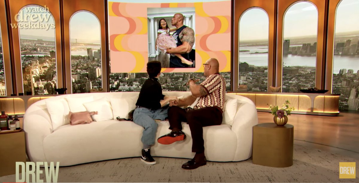 I wrap this in so much love.....and I get it, I would sit that close to The Rock if I had the chance but Drew, you sit this close to EVERYBODY. Can we start a petition to scooch back a lil? As someone who hates ppl in my space this freaks me out