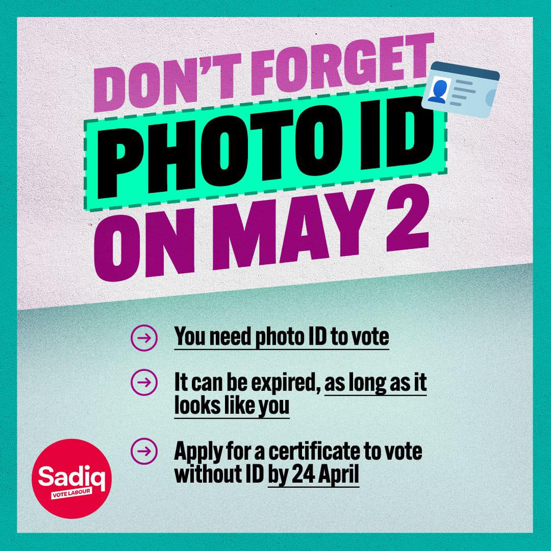 Make no mistake: the Tories’ introduction of photo ID to vote is designed to stop younger &amp; historically marginalised people from voting. Do not let them.

The Mayoral election is 50 days away. Sign up for your free photo ID now &amp; RT to raise awareness ⬇️
electoralcommission.org.uk/voting-and-ele…