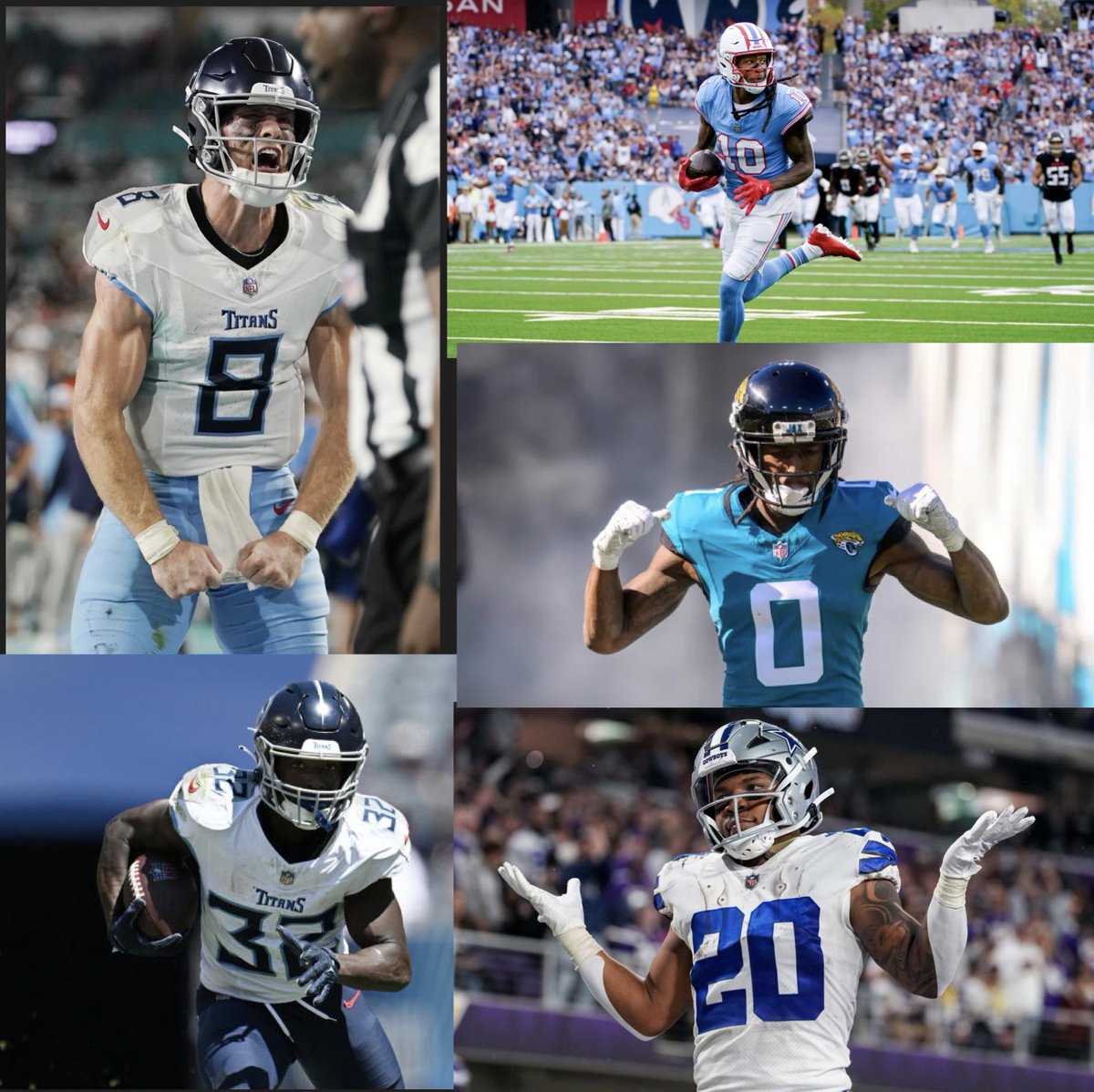 MLFootball (@_mlfootball) on Twitter photo LOOKING DANGEROUS:
The Tennessee #Titans new offense
QB: Will Levis
RB: Tony Pollard
RB: Tyjae Spears
WR: DeAndre Hopkins
WR: Calvin Ridley
WR: Treylon Burks
TE: Chigoziem Okonkwo
<a href="/RanCarthon/">Ran Carthon</a> IS COOKING… DAMN.
🔥🔥🔥 LOOKING DANGEROUS:
The Tennessee #Titans new offense
QB: Will Levis
RB: Tony Pollard
RB: Tyjae Spears
WR: DeAndre Hopkins
WR: Calvin Ridley
WR: Treylon Burks
TE: Chigoziem Okonkwo
<a href="/RanCarthon/">Ran Carthon</a> IS COOKING… DAMN.
🔥🔥🔥