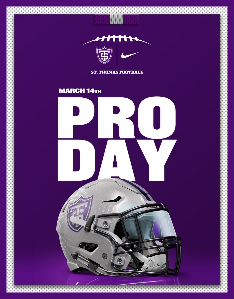 🔔 @NFL Pro Day tomorrow❗️ Grateful for the NFL scouts & teams taking the time to look at & evaluate our players. Wishing all the best to our guy, very proud of you all 😈🛠️🎯 #Pa25ion • @UofStThomasMN 🟣⚪️⚫️