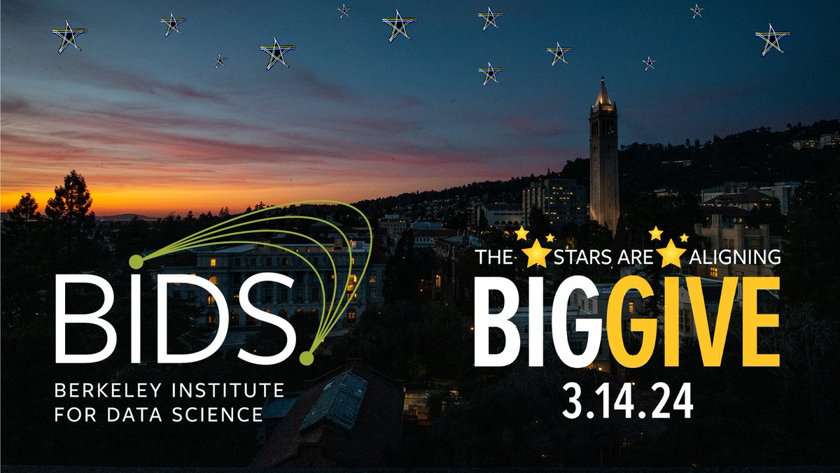 The Big Give fundraising event begins at 9pm PDT on March 13! BIDS is a unique interdisciplinary space for collaborations on open source, open platform, open knowledge and the role of AI in Science and Society. #DataScience #opensource #CalBigGive givingday.berkeley.edu/giving-day/767…