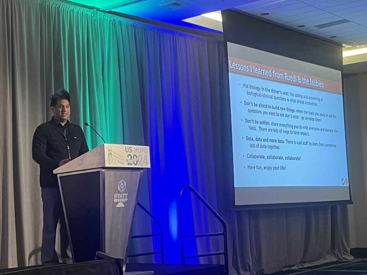 Congratulations to Parag Mallick for receiving the #USHUPO Gilbert Omenn Computational Proteomics Award. In his lecture, Parag reflected on early days of proteomics, efforts to create open file formats and tools, and the special  training environment created by Ruedi Aebersold.