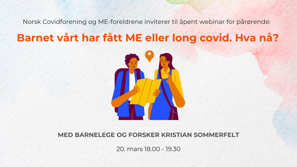 Norsk Covidforening og ME-foreldrene inviterer til nytt åpent webinar for pårørende: 
Barnet vårt har fått ME eller long covid. Hva nå?

20. mars klokken 18.00.
Alle interesserte er velkommen!

Mer info og påmelding: covidforeningen.no/Nyheter/ID/15/…