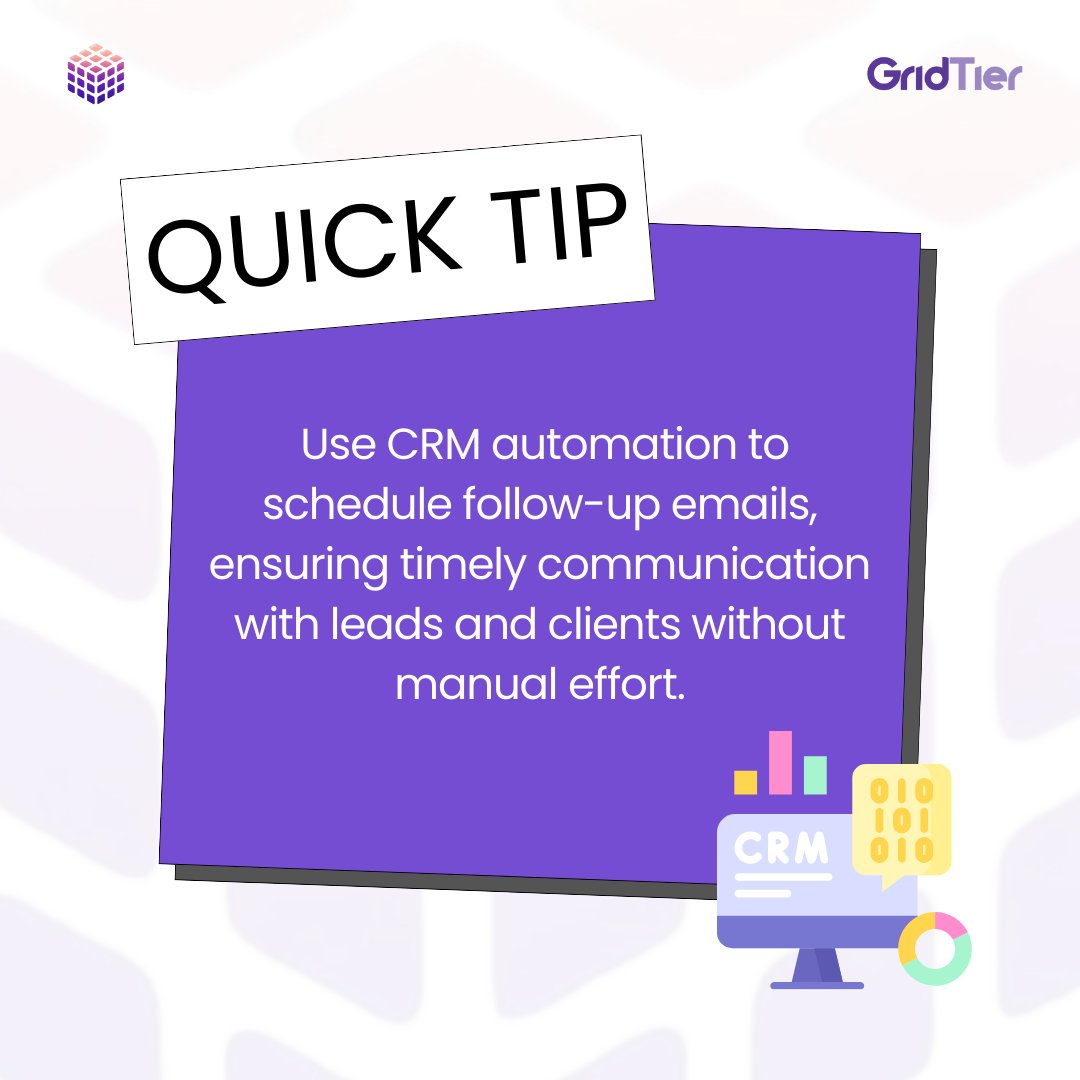 Never miss a lead! Automate your follow-ups with #GridTierCRM & keep the conversation flowing with potential clients & customers.  #SalesAutomation #MarketingAutomation #LeadNurturing