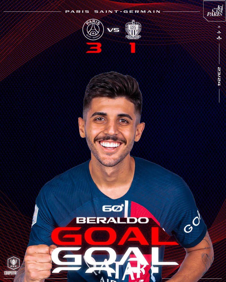 ⏱️ 60' - Lucas Beraldo est présent au second poteau et place une tête au fond des filets !! ⚽️💪

#PSGOGCN 3️⃣-1️⃣ | #CDF 🏆