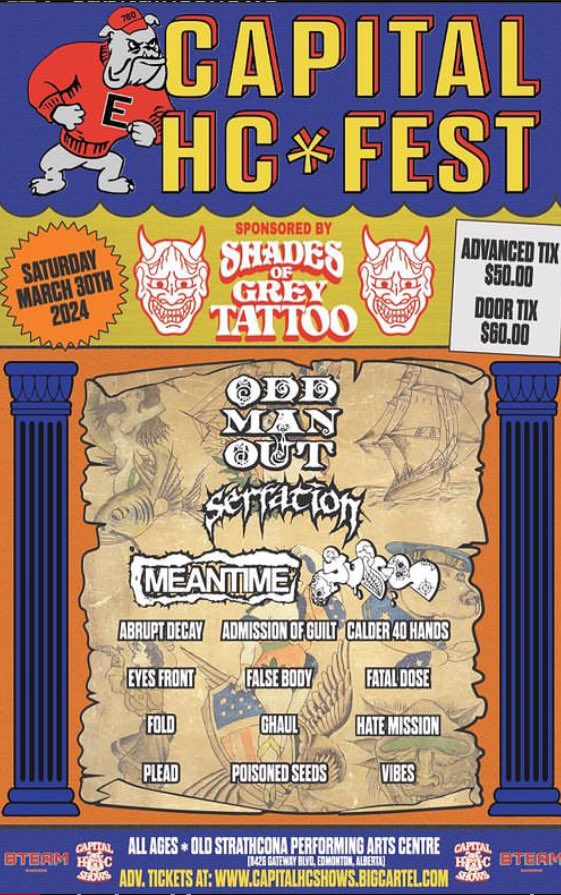 HC in Edmonton March 30th
Tickets at capitalhcshows.bigcartel.com