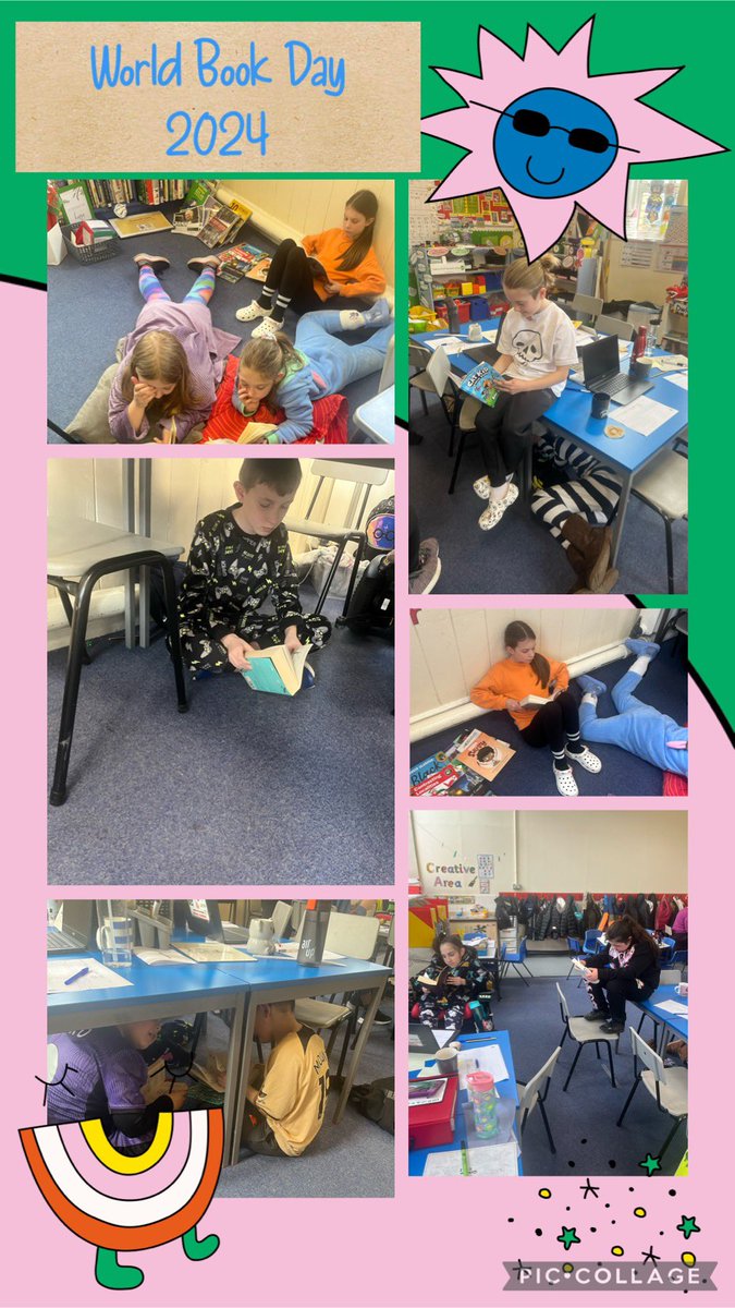 Dosbarth Llew enjoying World Book Day. They recommended a book to their class mates and enjoyed reading in different places every time the bell rang!#worldbookday#readingforpleasure