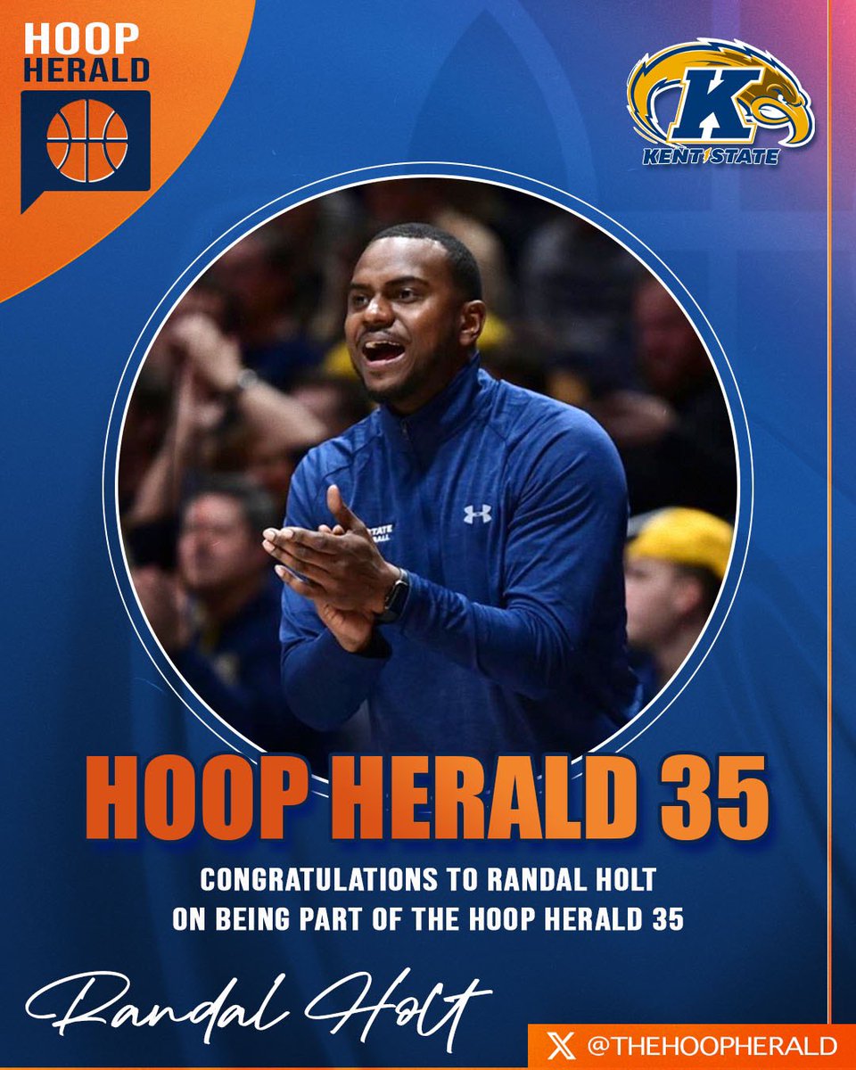 Hoop Herald (@thehoopherald) on Twitter photo Congrats to <a href="/Randal_Holt/">Randal Holt</a> of <a href="/KentStMBB/">Kent State Men's Basketball</a> for being named to the #HH35
Holt was one of the best shooters in the history of Kent State’s program & is now a rising star in the coaching world
Has the rare ability to connect with his players while still holding them to a high standard Congrats to <a href="/Randal_Holt/">Randal Holt</a> of <a href="/KentStMBB/">Kent State Men's Basketball</a> for being named to the #HH35
Holt was one of the best shooters in the history of Kent State’s program & is now a rising star in the coaching world
Has the rare ability to connect with his players while still holding them to a high standard