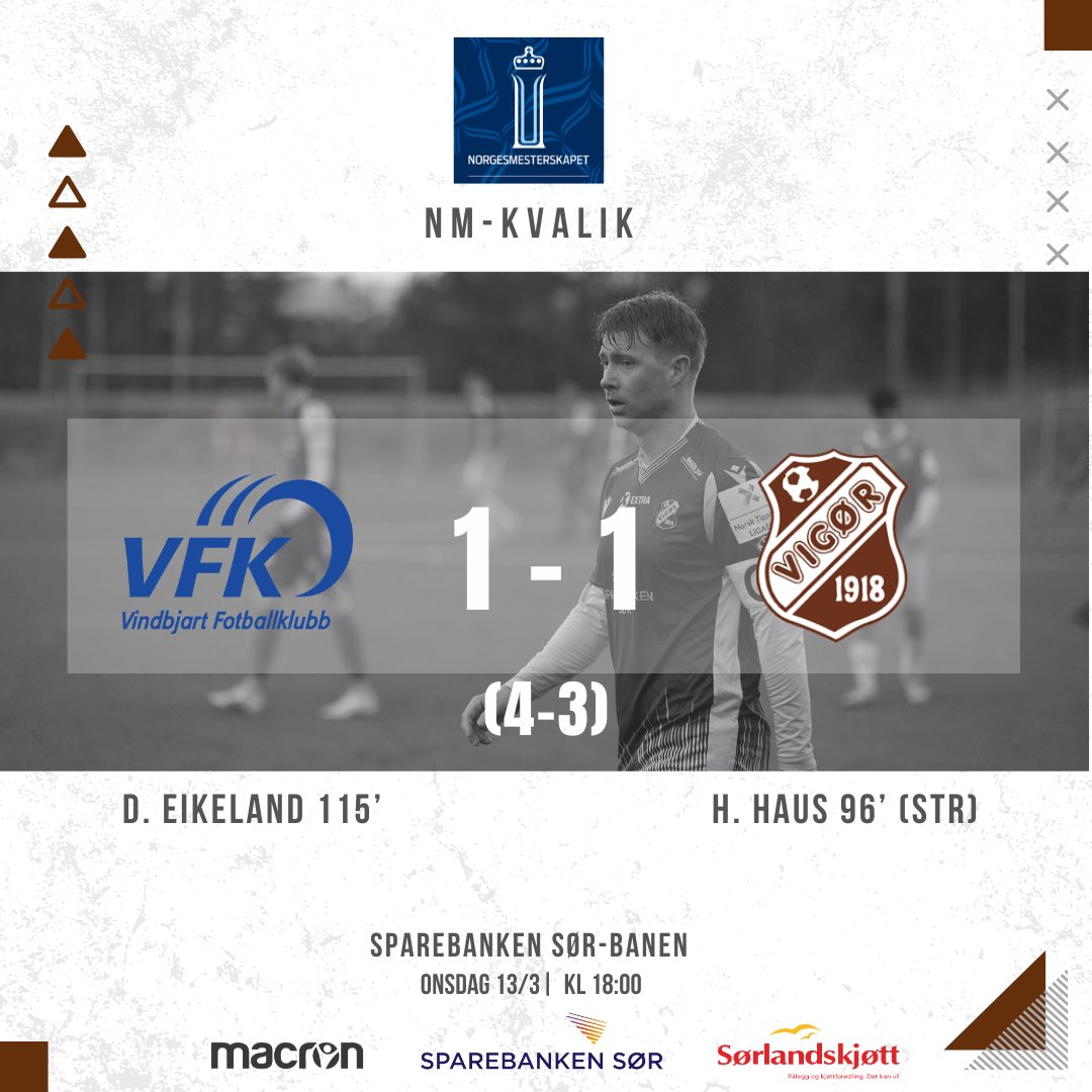 fkvigor's tweet photo. Kveldens NM-kvalik endte med tap i straffesparkkonkurransen etter at lystavla viste 1-1 etter 120 minutter.

En regntung aften endte i skuffelse, men spillet guttene vartet opp med var tidvis strålende og viser at kampformen virkelig er i anmarsj. https://t.co/o8Hl4ZJqsU