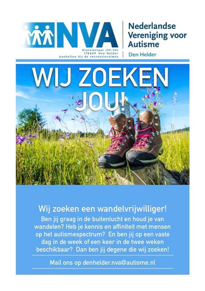 nva_den's tweet photo. Wij zijn dringend op zoek naar een wandelvrijwilliger! Heb jij belangstelling? Of ken jij iemand in je naaste omgeving? Laat het ons weten nva.denhelder@autisme.nl https://t.co/rlrfQjEXE1