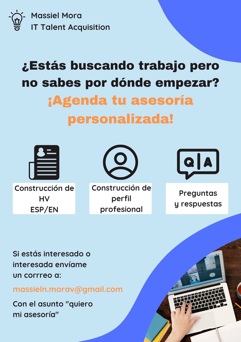 Les dejo por aquí la info de mis asesorías por si se quieren animar a darle un boost a su perfil 🚀✨
También armo CVs desde cero 👇👇

(Vayan a preguntarle a <a href="/jenifersofia95/">Jennifer Nuñez-Recruiter IT 🚀👩🏻‍💻</a> como quedó el suyo)

#asesorias #cv