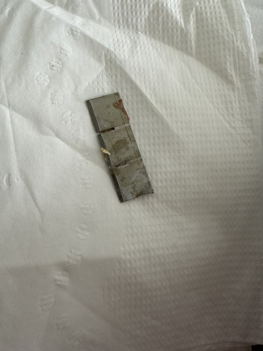 Pearstrike's tweet image. So literally no joke my coworker  ordered lunch and found a razor blade in his quesadilla today