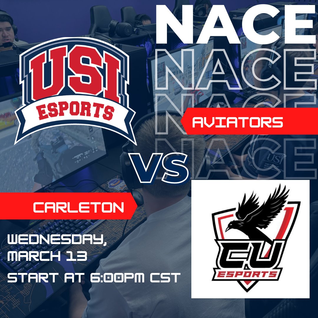 Look out for the results of our NACE match against Carleton!

#USI #USIEsports #Esports #collegeesports #UniversityofSouthernIndiana #Aviators #AviatorEsports #NACE #callofduty #callofdutymw3