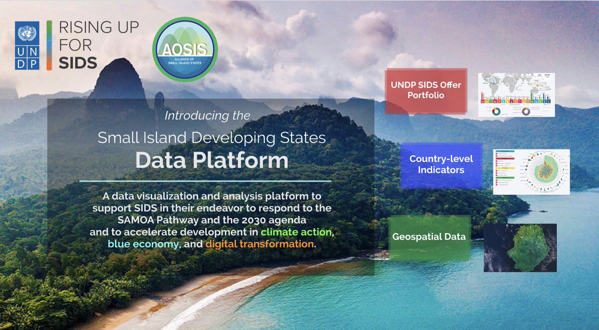 The #SIDSDataPlatform is providing data on: 1⃣Climate Action 2⃣Blue Economy 3⃣Digital Transformation @AOSISChair is pleased to launch the updated platform in collaboration with @UNDP, to support policymaking & regional collaboration for #Agenda2030. 👉sids.data.undp.org