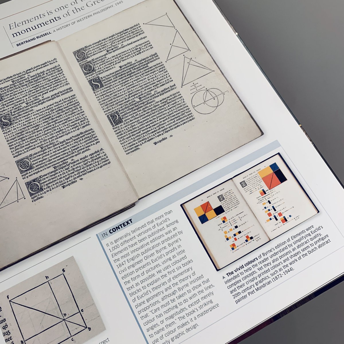 Even when you’re reading about the first printed edition of Euclid’s Elements from 1482 (Elementa Geometriae, Erhard Ratdolt) - someone has to go and pop in Byrne’s edition for reference… there’s no escaping it. #euclid #geometry #geometric #euclides #elements #firstedition