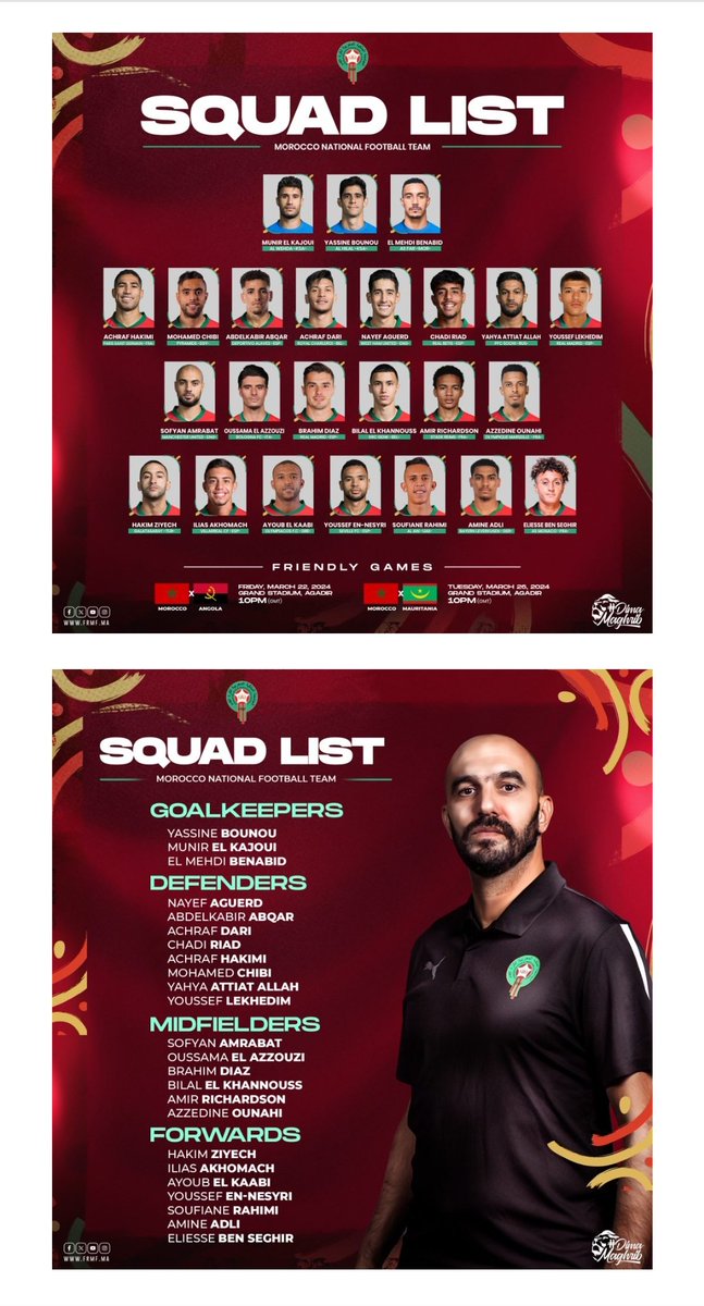 guerouane59's tweet photo. Liste des joueurs convoqués par W. Reguragui #EnMaroc #Lions2lAtlas https://t.co/Yg6VVztGrI