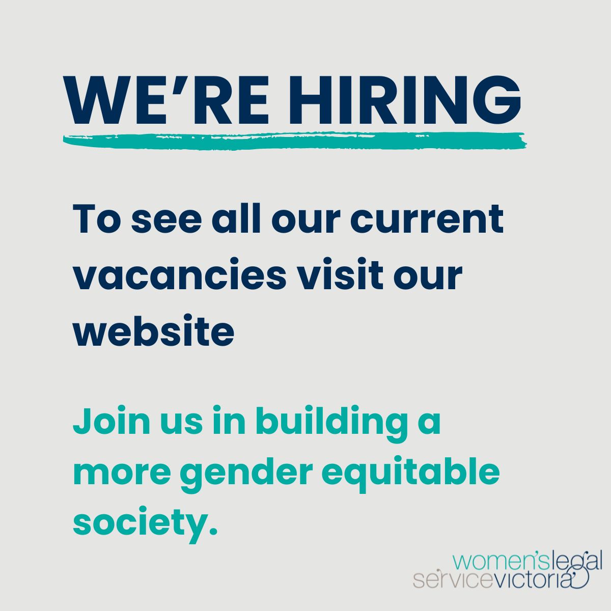 We're hiring! Do you want to contribute to building a more gender equitable society? We have a number of positions listed across the organisation. To see all of our current vacancies, visit womenslegal.org.au/careers #Hiring #Lawyers #Training #SeniorLawyer #DomesticViolence