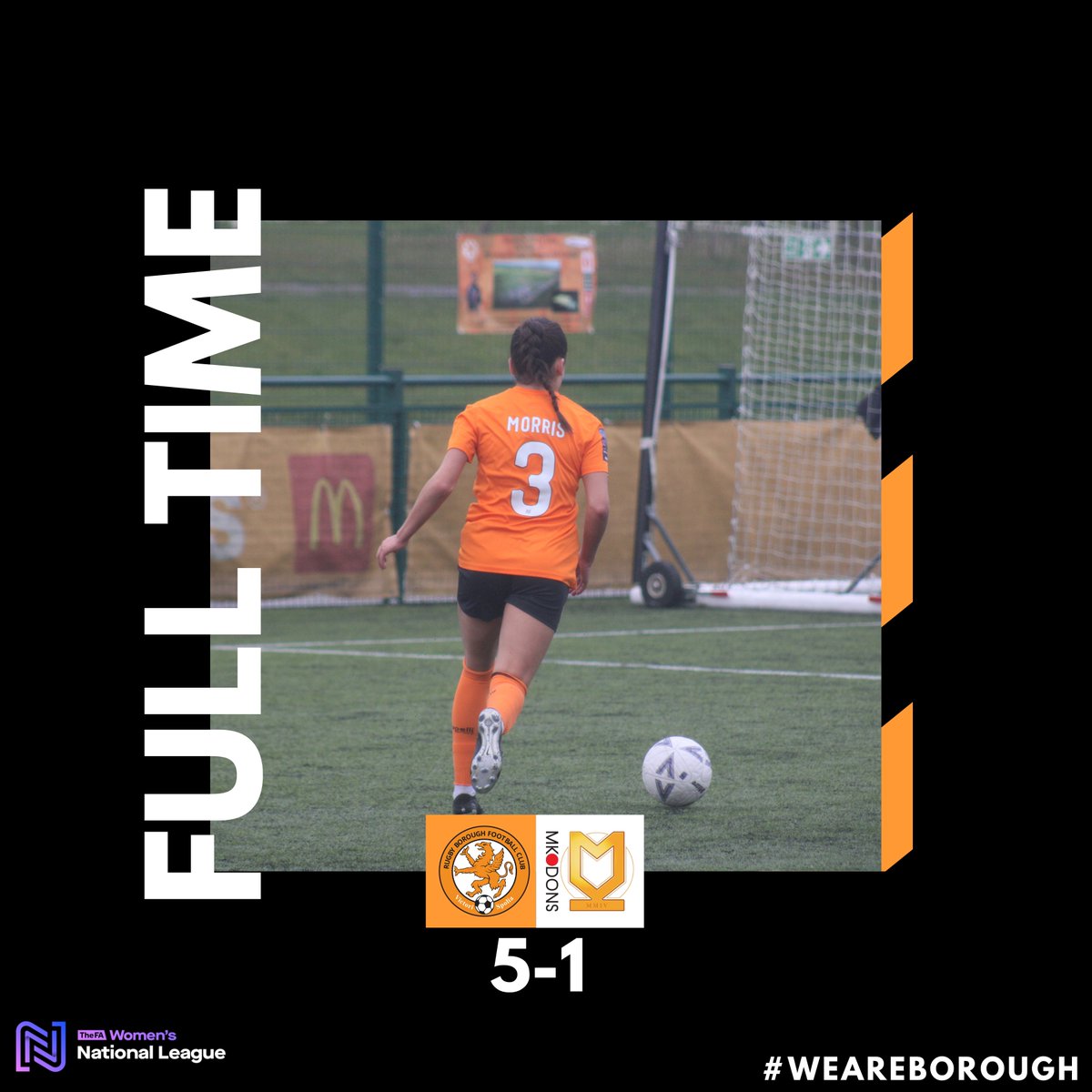 FT: An emphatic victory, with a performance to match. Curwood-Wagner ⚽ Mosby ⚽⚽ Potts ⚽ Greenslade ⚽ #RBWFC #WeAreBorough