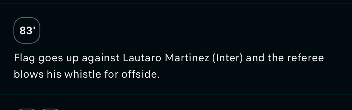AdamStarckey (@adamstarckey) on Twitter photo Anyone got a clip of the offside given to <a href="/Inter/">Inter โญโญ</a> tonight , I was watching & heard it! Flashscores showing one , opta isnโt.
@Scottishbets1 Anyone got a clip of the offside given to <a href="/Inter/">Inter โญโญ</a> tonight , I was watching & heard it! Flashscores showing one , opta isnโt.
@Scottishbets1