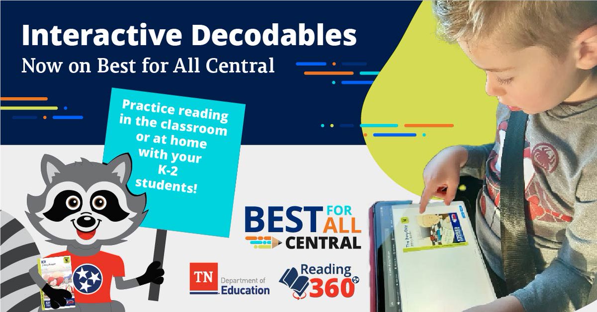 TN FAMILIES: The Decodables Book Series is now interactive and available on Best for All Central for students in grades K-2 to use for FREE and practice reading at home! ow.ly/AifU50QSOBb #ReadLikeRiley #AcceleratingTN
