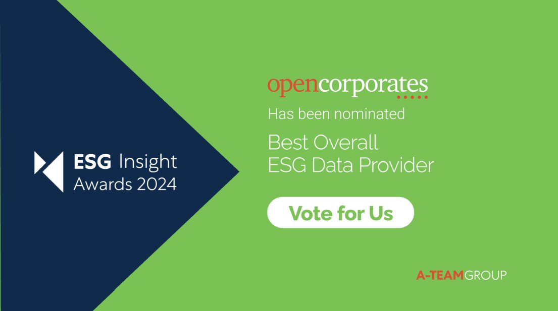 Last chance to vote in the 3rd Annual ESG Insight Awards! The #ESGInsightAwards is all about recognising leading ESG solutions, and @opencorporates has been nominated for the Best Overall ESG Data Provider 🙌 Vote now 👉 surveymonkey.com/r/WZD837F @EsgInsight