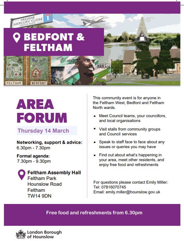Area Forum Bedfont & Feltham at Feltham Assembly Hall on Thursday 14 March 2024 @tmg786 @Sr_Nagra @Cllrsamiach @Shansview @SeemaMalhotra1 @FelthamShopping @HounslowHealthy