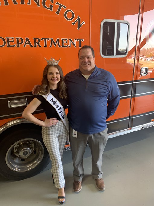 Jessica Tilton and Superintendent, Dr. Kyle Freeman, band director Lisa Parrott, and chemistry teacher and color guard instructor Amanda Lemm.
