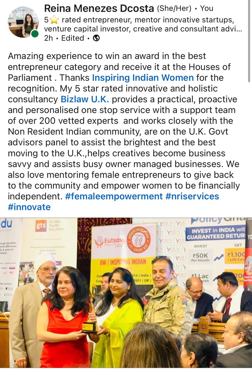 Awards time. #iiw #housesofparliament #EntrepreneurLife