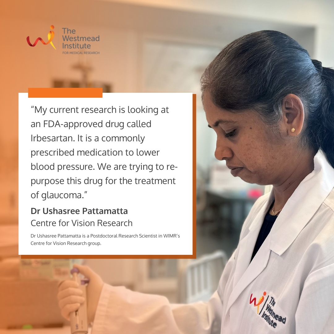 Introducing Dr Ushasree Pattamatta 👩‍🔬 Dr Pattamatta's research is two-fold. One aims to understand the cellular mechanism of glaucoma which causes retinal cell death. 🔗Read more about our latest research breakthroughs here - westmeadinstitute.org.au/news-and-events