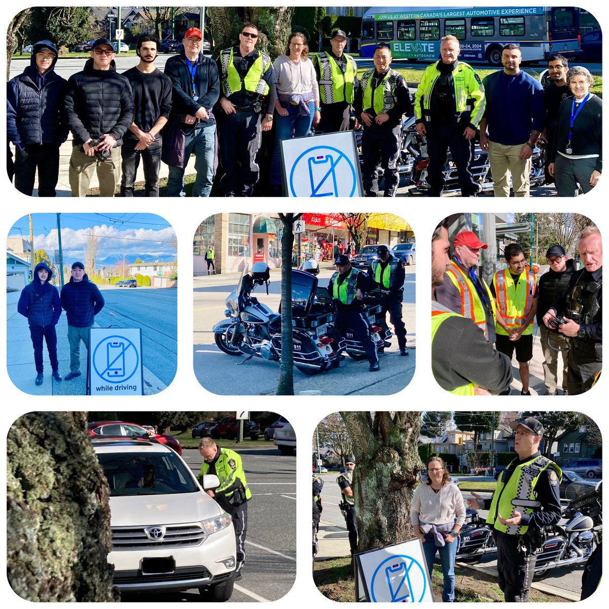 Great to see @VancouverPD Volunteers @KitsFairCPC @KOMCPC @RoadSafety_Paul team up with @VPDTrafficUnit members for Distracted Driving enforcement @CityofVancouver #LeaveYourPhoneAlone while 🚙🚗🚛@icbc #EyesFwdBC