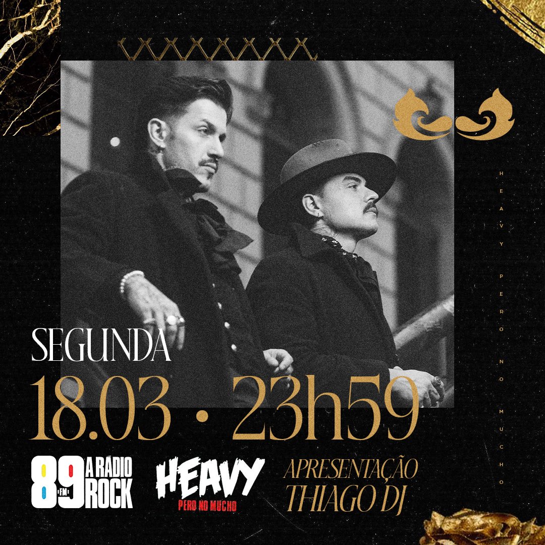 duoderiz's tweet photo. Próxima Segunda, 18/03 estaremos no @HeavyPeroNoMuch com
@thiagodjsp 🤘🥰 https://t.co/d6o2ibytlz