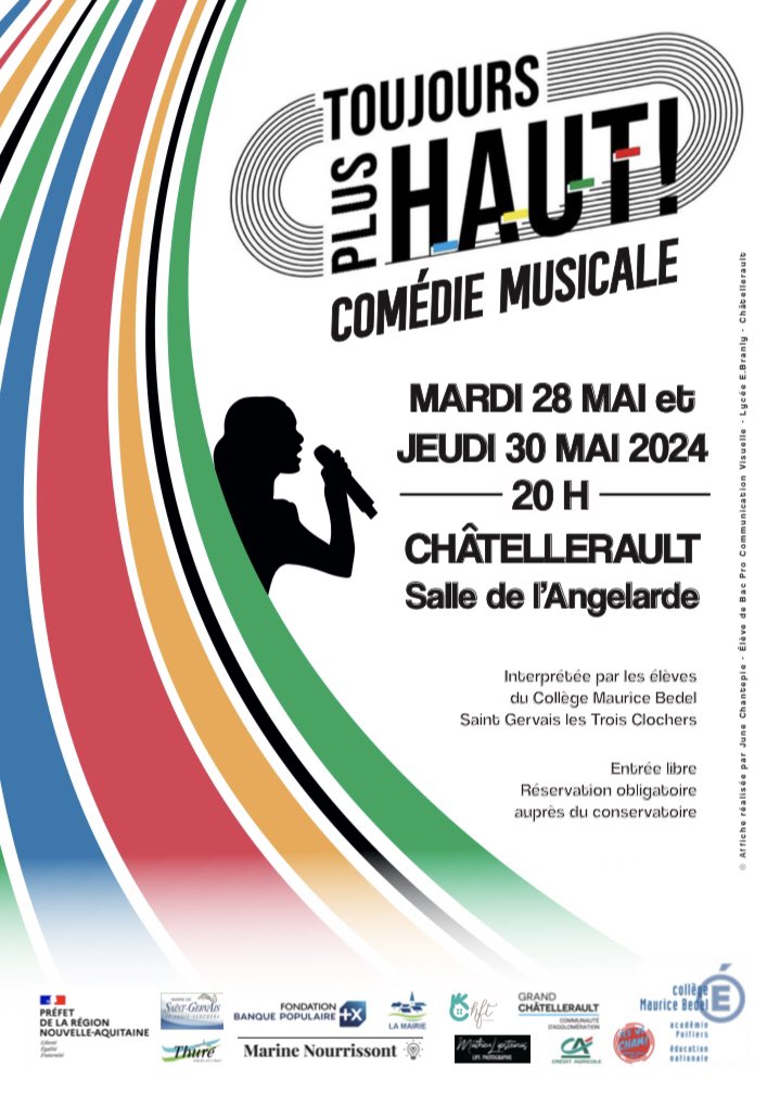 Alice LOIZEAU-CHEVALLIER (@loizeau_alice) on Twitter photo Finalisation de l’affiche de la comédie musicale « Toujours plus haut ! » pour <a href="/YesWeCHAM/">@yeswecham</a> du <a href="/BedelCollege/">Collège M Bedel</a> de St Gervais les Trois Clochers.
Bravo aux élèves de Terminale Bac Pro Communication Visuelle du lycée <a href="/Branly86/">É Branly Châtel.</a> de <a href="/Chatellerault86/">VilleChatellerault</a> pour ce défi relevé en 15 jours 💪 Finalisation de l’affiche de la comédie musicale « Toujours plus haut ! » pour <a href="/YesWeCHAM/">@yeswecham</a> du <a href="/BedelCollege/">Collège M Bedel</a> de St Gervais les Trois Clochers.
Bravo aux élèves de Terminale Bac Pro Communication Visuelle du lycée <a href="/Branly86/">É Branly Châtel.</a> de <a href="/Chatellerault86/">VilleChatellerault</a> pour ce défi relevé en 15 jours 💪